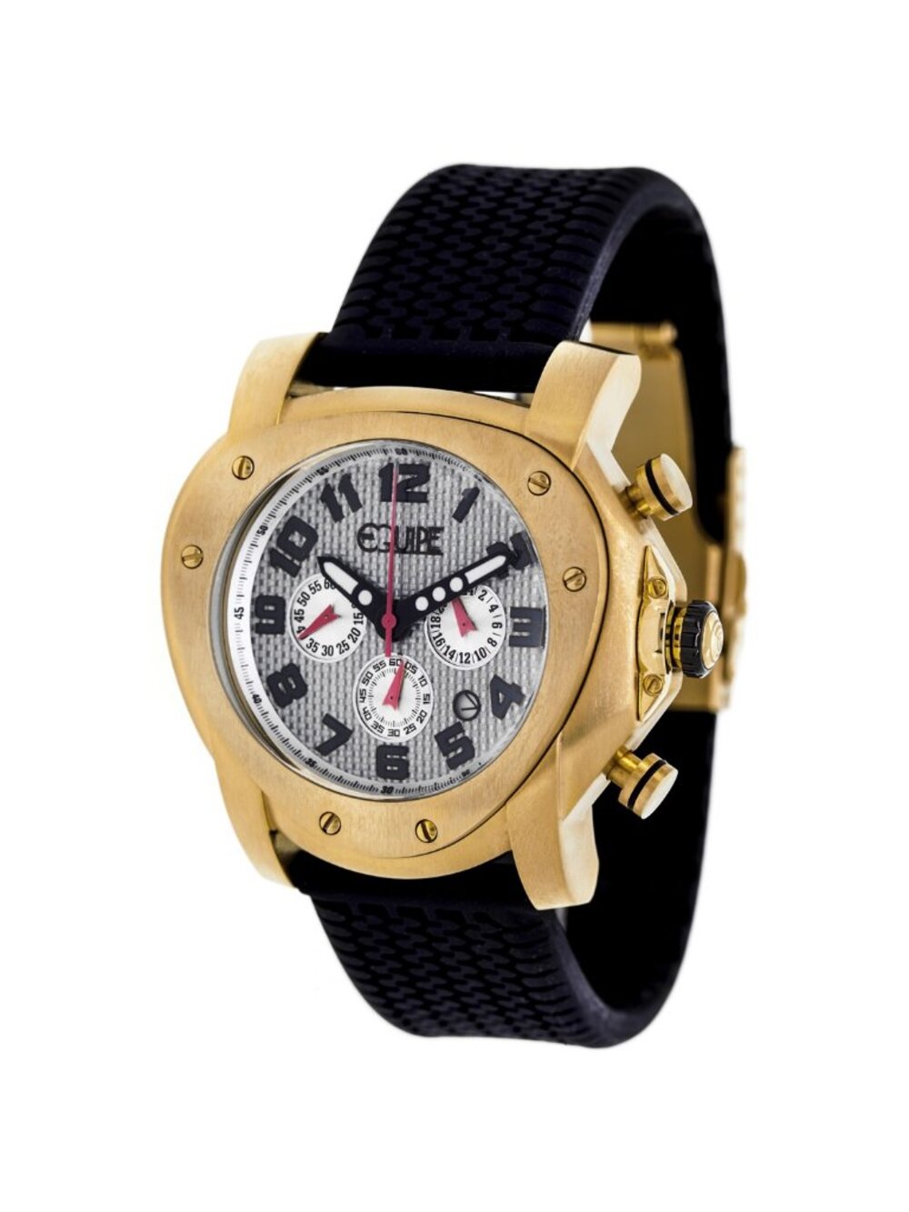 NWT Equipe Grille Chronograph Silver Dial Black Rubber Men's Watch
